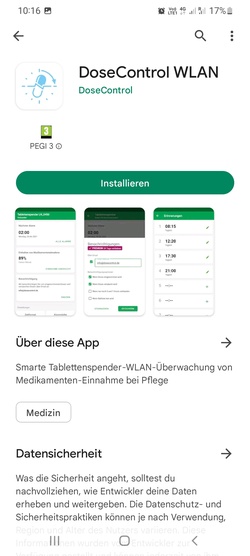 Installierung der App