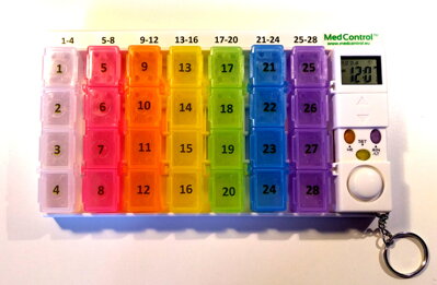 Monatliche elektronische Tablettenbox mit Alarm MedControl - Modell 2020 Deutsch