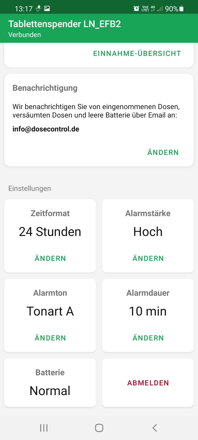 Smarte BLUETOOTH Tablettenbox DoseControl | Modell 2021 | Weisser Deckel | Mit Ladegerät | Deutsche Dosierungsringe | Fernsteuerung und Überwachung über Android App