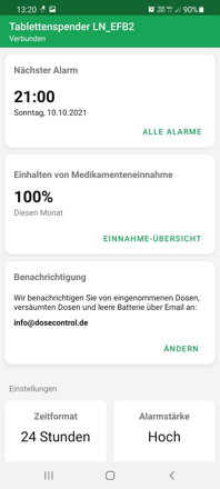 Smarte BLUETOOTH Tablettenbox DoseControl | Modell 2021 | Weisser Deckel | Mit Ladegerät | Deutsche Dosierungsringe | Fernsteuerung und Überwachung über Android App