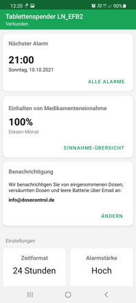 Digitale Pflegeanwendung / Android App für Steuerung und Überwachung von smarten Tablettenspender DoseControl