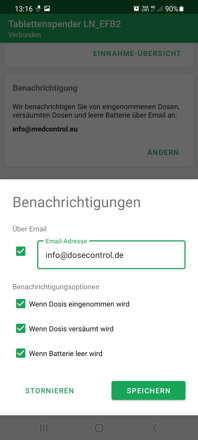 E-Mail-Benachrichtigungen | DoseControl App