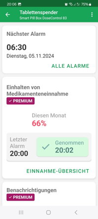 Smarte WLAN Tablettenbox DoseControl inkl. Gratis 2 Monate Premium Service | Modell 2021 | Matter Deckel | Deutsche Dosierungsringe | Fernsteuerung und Benachrichtigung über Android App
