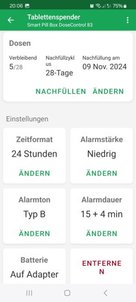 Smarte WLAN Tablettenbox DoseControl inkl. Gratis 2 Monate Premium Service | Modell 2021 | Matter Deckel | Deutsche Dosierungsringe | Fernsteuerung und Benachrichtigung über Android App