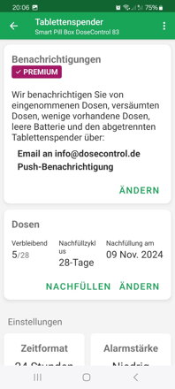 Smarte WLAN Tablettenbox DoseControl inkl. Gratis 2 Monate Premium Service | Modell 2021 | Matter Deckel | Deutsche Dosierungsringe | Fernsteuerung und Benachrichtigung über Android App