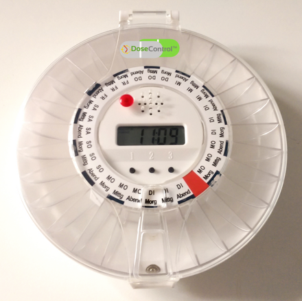 Automatischer elektronischer Pillenspender mit Alarm DoseControl mit transparentem Deckel ENGLISCH - Modell 2017
