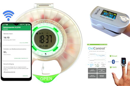Smarter Tablettenspender und Pulsoximeter mit App und Überwachung