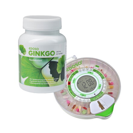 Ginkgo Biloba EDOSO bei leichter Demenz 240 mg 60 Tabletten + EDOSO Automatische Box für Medikamente 