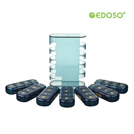 EDOSO Tablettenbox für 7 Tage, 28 Fächer, Turm-Design, Blau - Deutsch