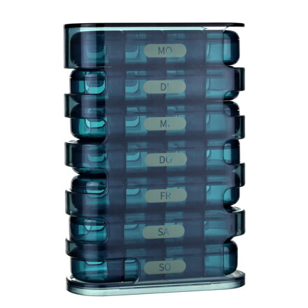 EDOSO Tablettenbox für 7 Tage, 28 Fächer, Turm-Design, Blau - Deutsch