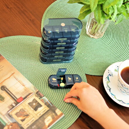 EDOSO Tablettenbox für 7 Tage, 28 Fächer, Turm-Design, Blau - Deutsch