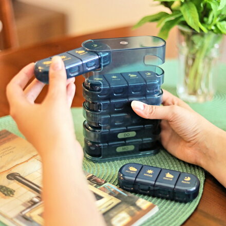 EDOSO Tablettenbox für 7 Tage, 28 Fächer, Turm-Design, Blau - Deutsch