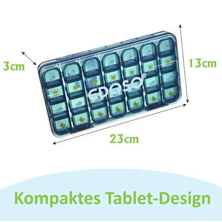 EDOSO Tablettenbox für 7 Tage 4 Fächer Tablet Praktisches Tablet-Design