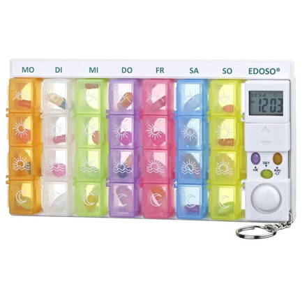 EDOSO Tablettenbox mit Alarm für 7 Tage - Modell 2023 Deutsch